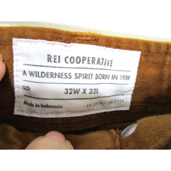 REI Co-Op Trailsmith Brown Cotton Double Knee Tapered Leg Chino Pants Men 32x32 - Picture 6 of 11